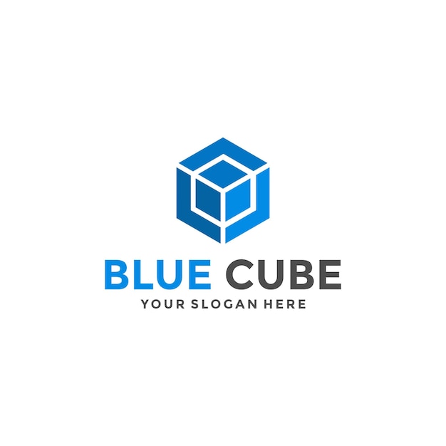 Plantilla de diseño de logotipo de cubo azul