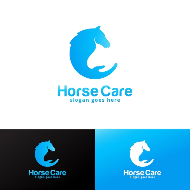 Plantilla de diseño de logotipo de cuidado de caballos