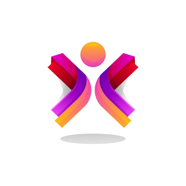 Plantilla de diseño de logotipo de cuidado de personas símbolo icono social estilo 3d