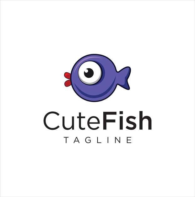plantilla de diseño de logotipo de Cute Fish
