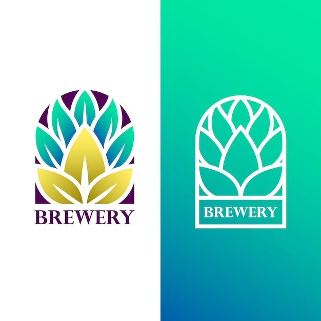 Plantilla de diseño de logotipo degradado de cervecería