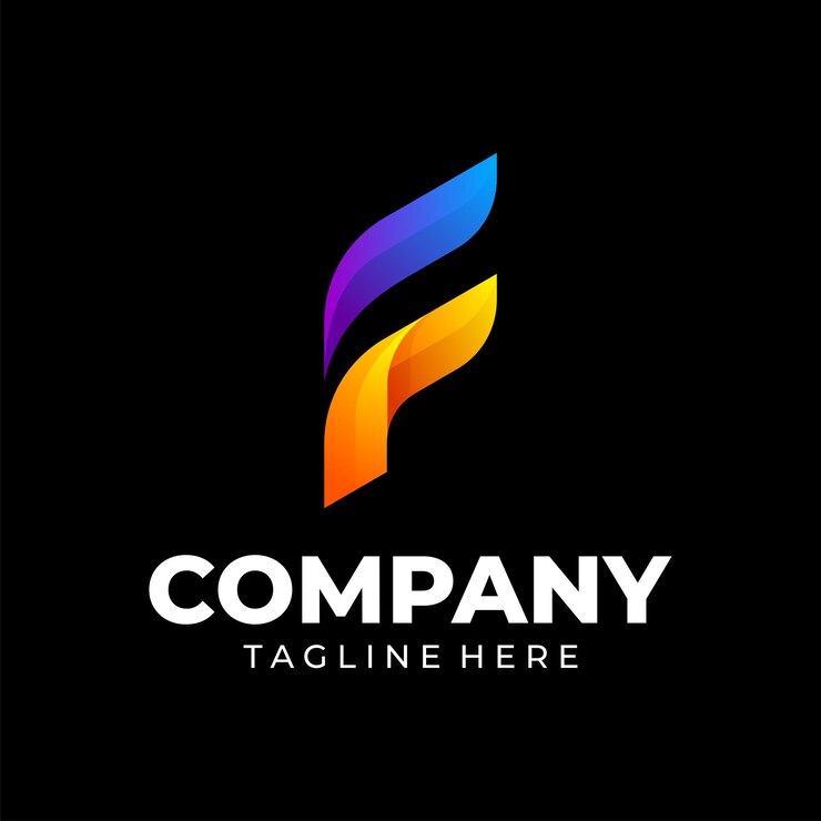 Vector plantilla de diseño de logotipo degradado letra f