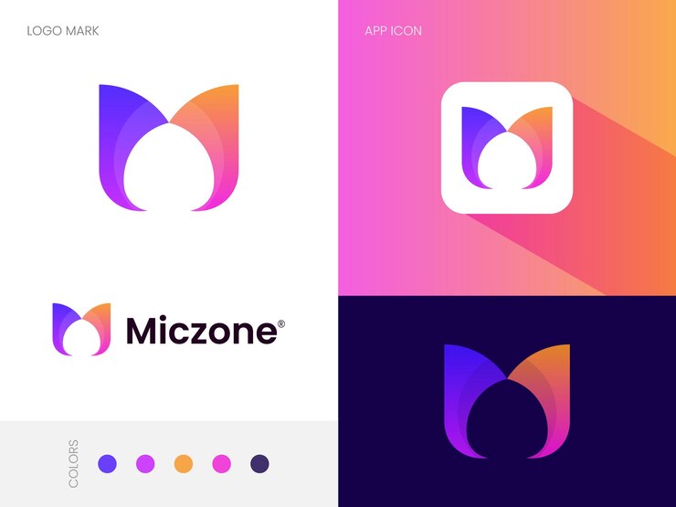 Plantilla de diseño de logotipo degradado moderno de letra M