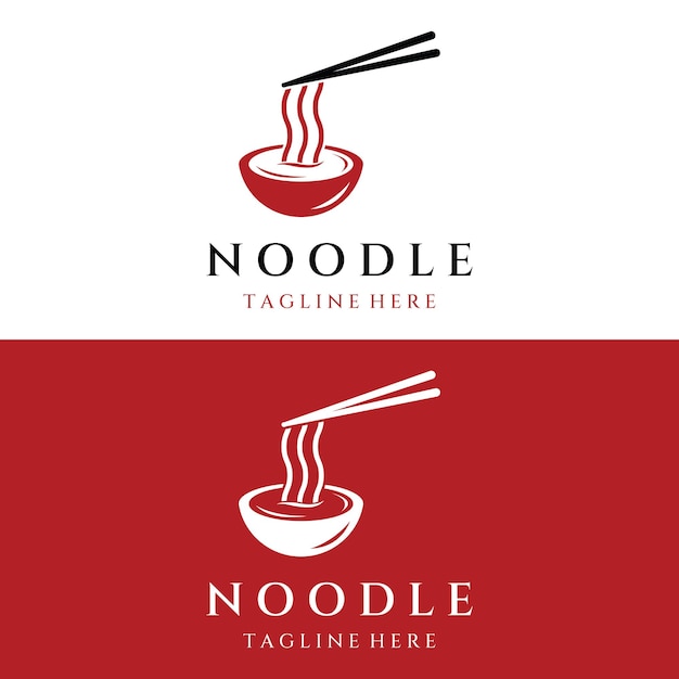 Plantilla de diseño de logotipo para deliciosa sopa de fideos chinos y japoneses y platos de ramen Tipos asiáticos de comida Logotipos para negocios restaurantes cafés y tiendas