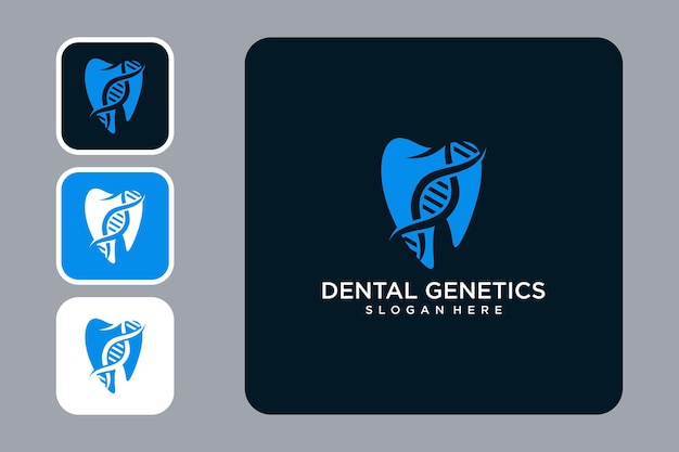 Plantilla de diseño de logotipo dental con genética