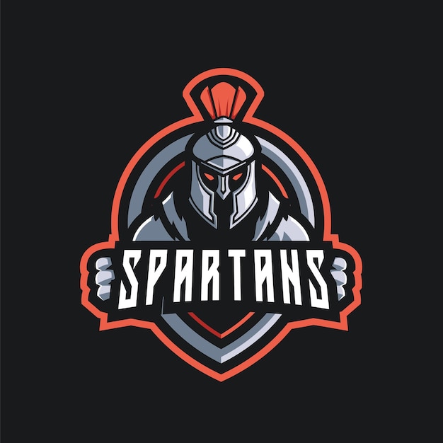 Vector plantilla de diseño del logotipo del deporte de la mascota espartana para el banner y la publicación de perfil de youtuber o twitch