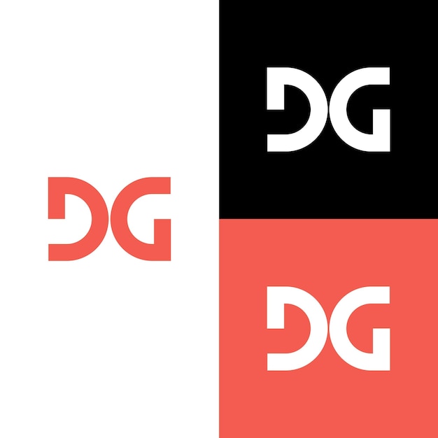 Vector plantilla de diseño del logotipo de la dg con letras planas