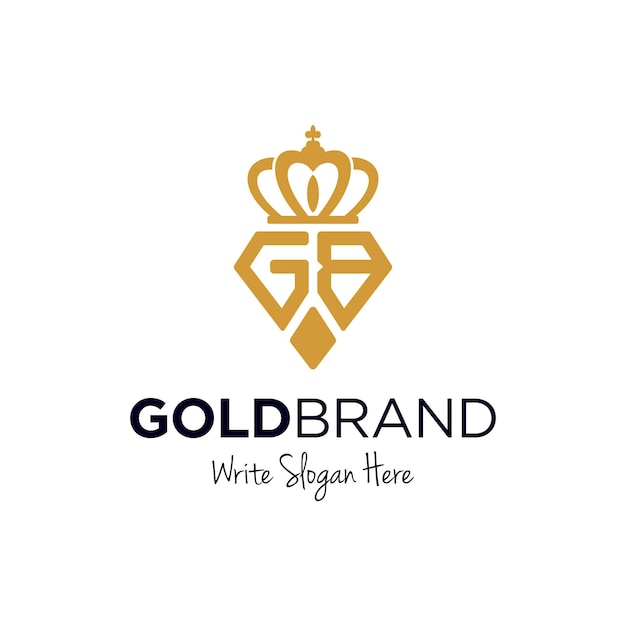 Plantilla de diseño de logotipo de diamante de oro real inicial gb