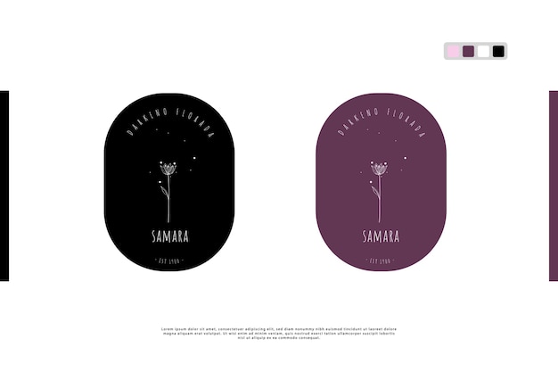 plantilla de diseño de logotipo dibujada a mano con flor de loto en estilo clásico retro minimalista