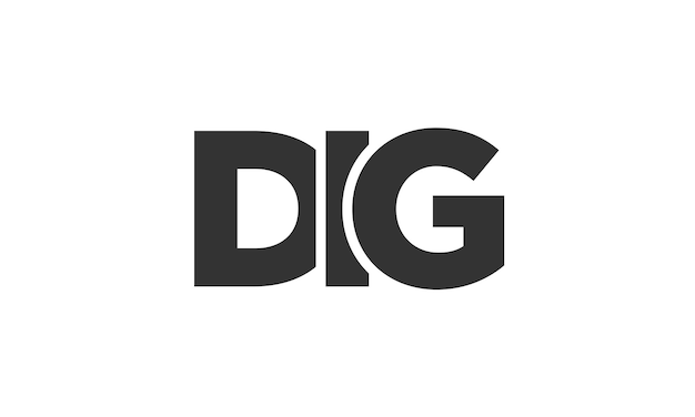 plantilla de diseño de logotipo DIG con texto en negrita fuerte y moderno logotipo vectorial basado en inicial con tipografía simple y minimalista identidad de empresa de moda