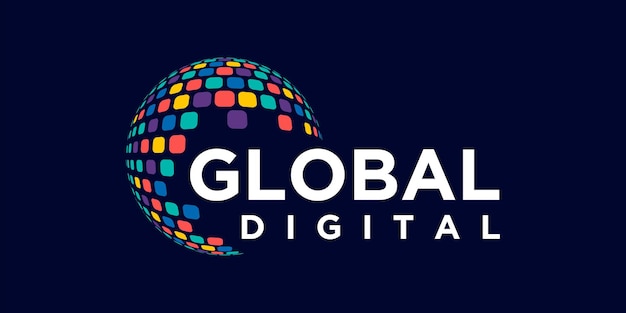 Plantilla de diseño de logotipo digital global