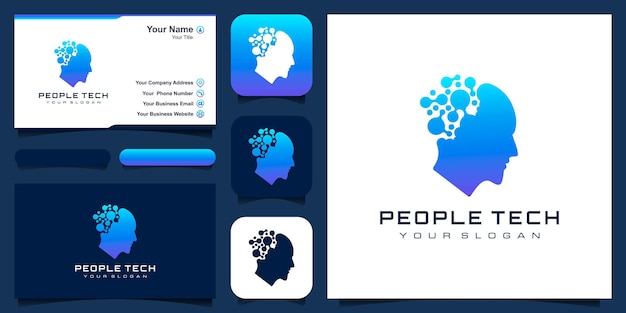 Plantilla de diseño de logotipo digital humano