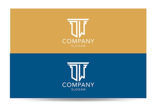 Plantilla de diseño de logotipo dw de letra inicial de monograma moderno