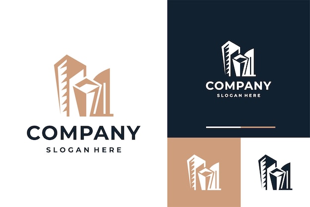 plantilla de diseño de logotipo de edificio con inspiración vectorial de concepto de lujo moderno premium