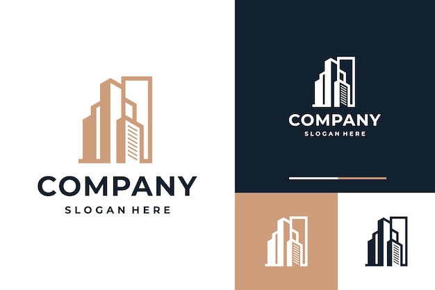 plantilla de diseño de logotipo de edificio con inspiración vectorial de concepto de lujo moderno premium