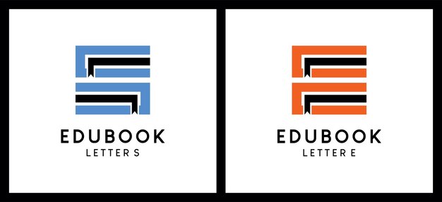 Plantilla de diseño de logotipo educativo con una ilustración vectorial de un icono de libro en forma de letra s y letra e