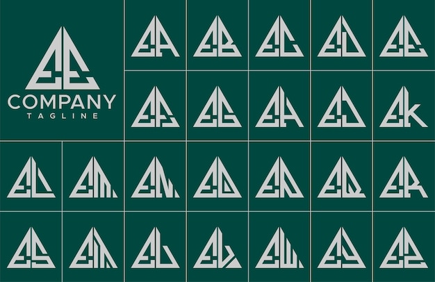 Plantilla de diseño de logotipo EE E de letra triangular moderna