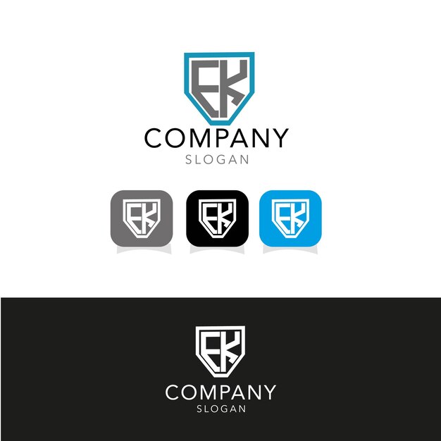 plantilla de diseño de logotipo ek de letra inicial de monograma moderno