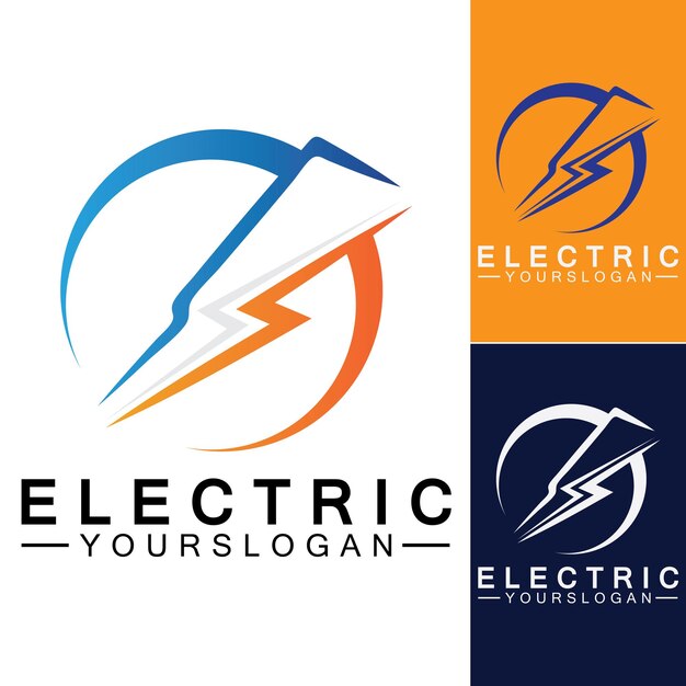 Plantilla de diseño de logotipo de electricidad de rayo trueno