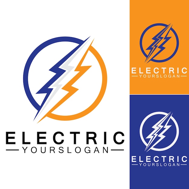 Plantilla de diseño de logotipo de electricidad de rayo trueno