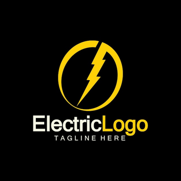 Plantilla de diseño de logotipo eléctrico aislado sobre fondo negro