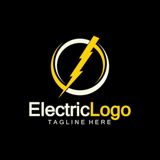 Vector plantilla de diseño de logotipo eléctrico aislado sobre fondo negro