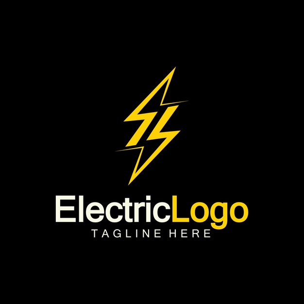 Plantilla de diseño de logotipo eléctrico aislado sobre fondo negro