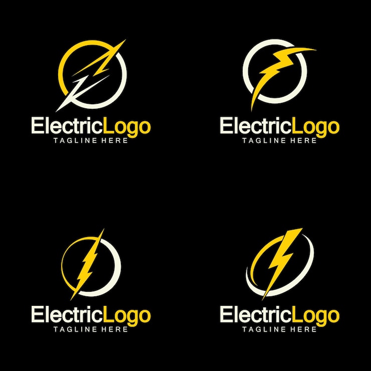 Vector plantilla de diseño de logotipo eléctrico aislado sobre fondo negro