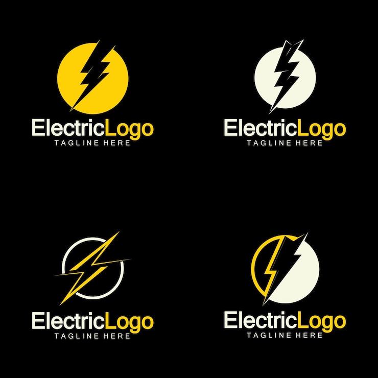 Vector plantilla de diseño de logotipo eléctrico aislado sobre fondo negro