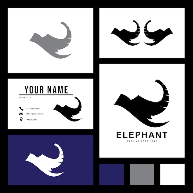 Plantilla de diseño de logotipo de elefante. diseño de logotipo y tarjeta de presentación.