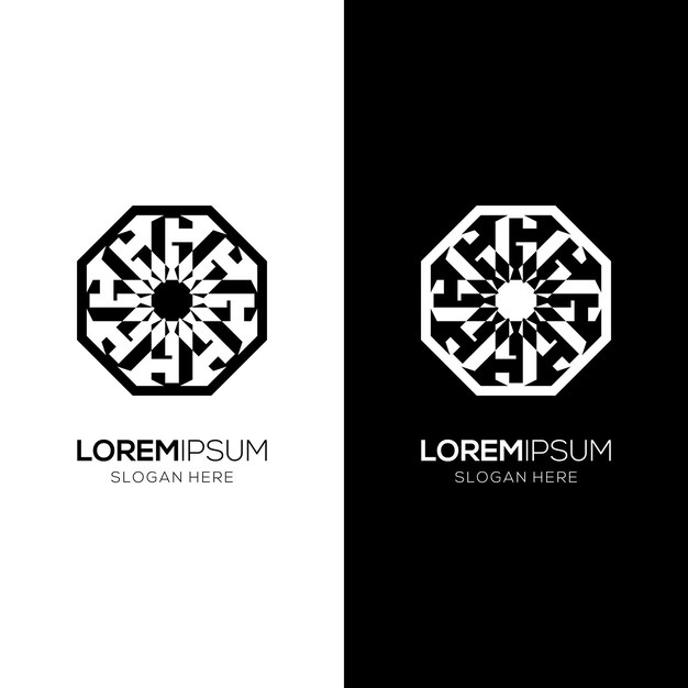 Una plantilla de diseño de logotipo elegante y simple en forma de ornamento geométrico