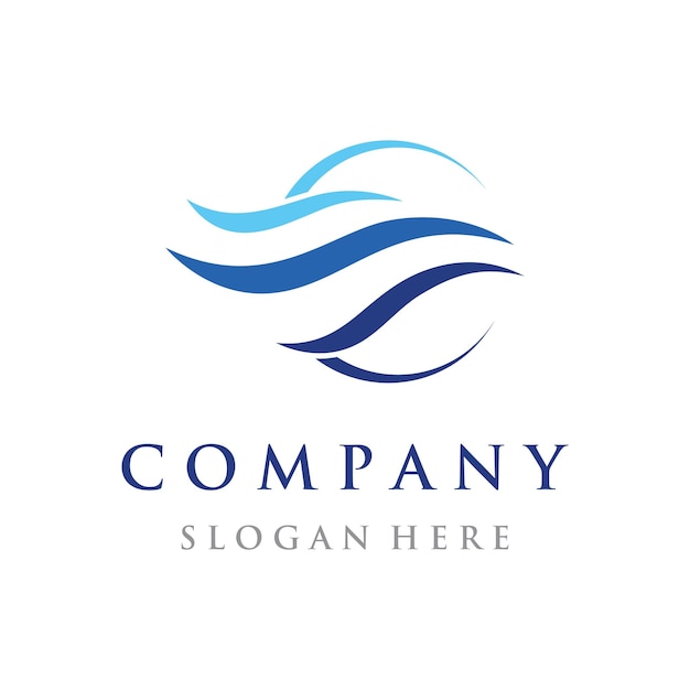plantilla de diseño de logotipo elemento de onda viento creativo o aireLogotipo para acondicionador de aire web de negocios