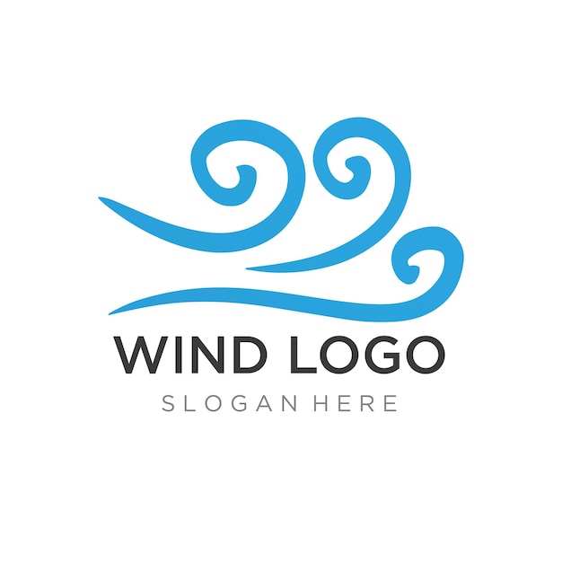 plantilla de diseño de logotipo elemento de onda viento creativo o aireLogotipo para acondicionador de aire web de negocios