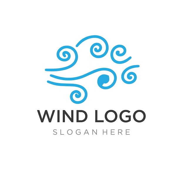 Plantilla de diseño de logotipo elemento de onda viento creativo o airelogotipo para acondicionador de aire web de negocios