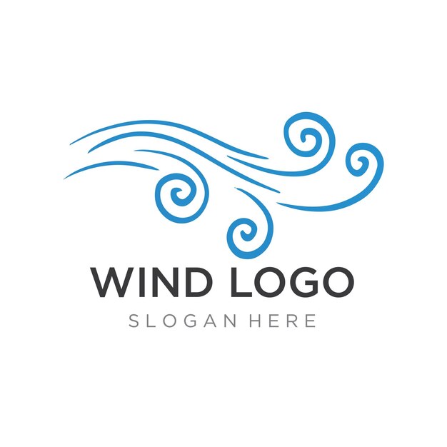 Plantilla de diseño de logotipo elemento de onda viento creativo o airelogotipo para acondicionador de aire web de negocios
