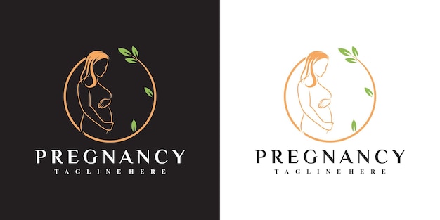 Plantilla de diseño de logotipo de embarazo de mujer con concepto moderno creativo Vector Premium