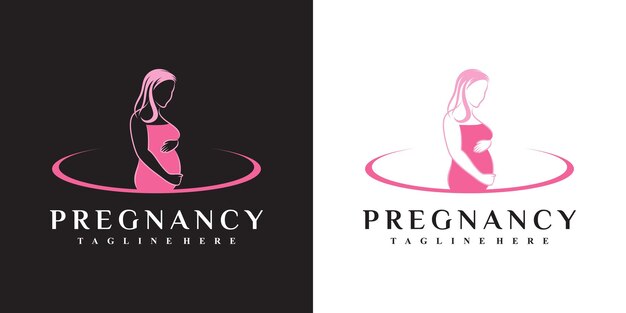 Plantilla de diseño de logotipo de embarazo de mujer con concepto moderno creativo Vector Premium