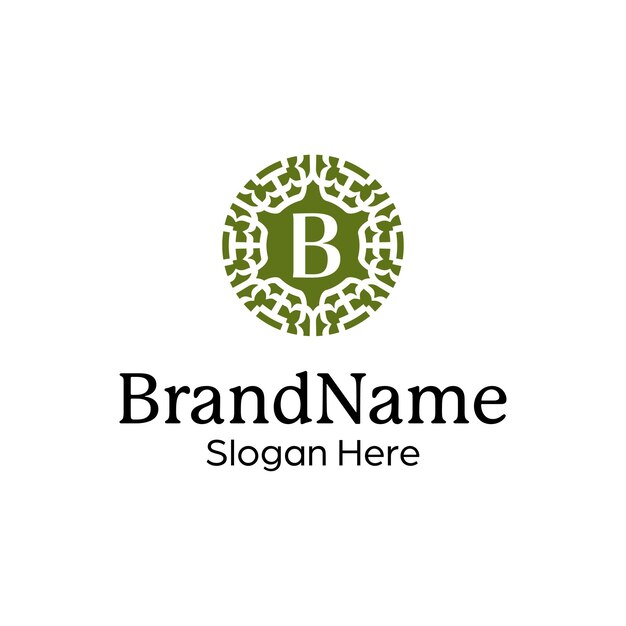 plantilla de diseño de logotipo de emblema floral ornamental elegante