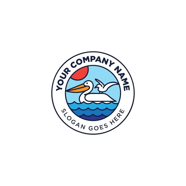 plantilla de diseño del logotipo del emblema del pelícano