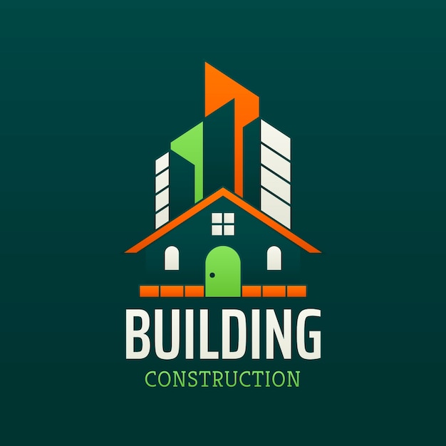 Plantilla de diseño de logotipo de empresa de construcción de degradado