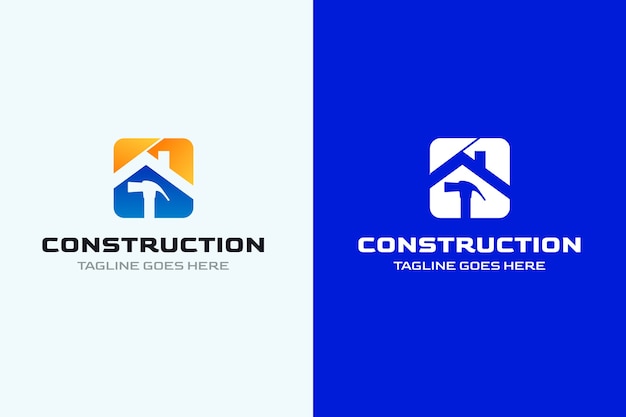 Vector plantilla de diseño de logotipo de empresa de construcción de degradado