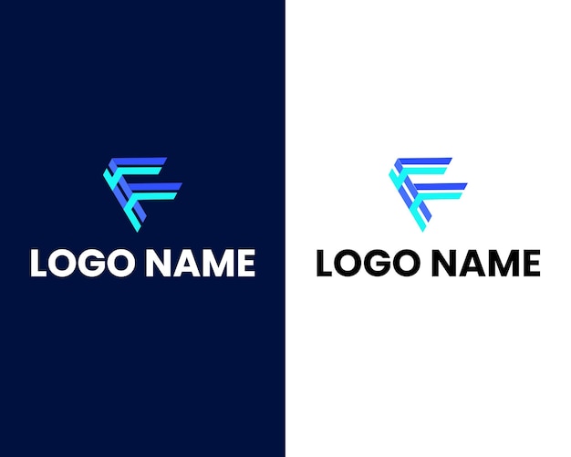 plantilla de diseño de logotipo de empresa moderna letra f