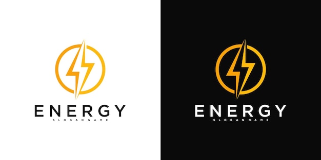 plantilla de diseño de logotipo de energía relámpago en negrita Premium Vector
