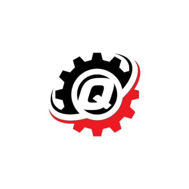 Plantilla de diseño de logotipo de engranaje de letra Q