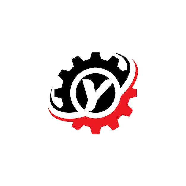 Plantilla de diseño de logotipo de engranaje de letra Y