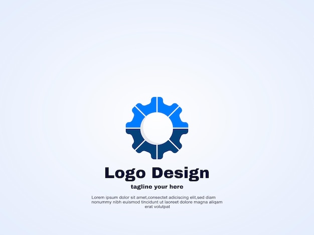 plantilla de diseño de logotipo de engranajes vectoriales abstractos color azul creativo.
