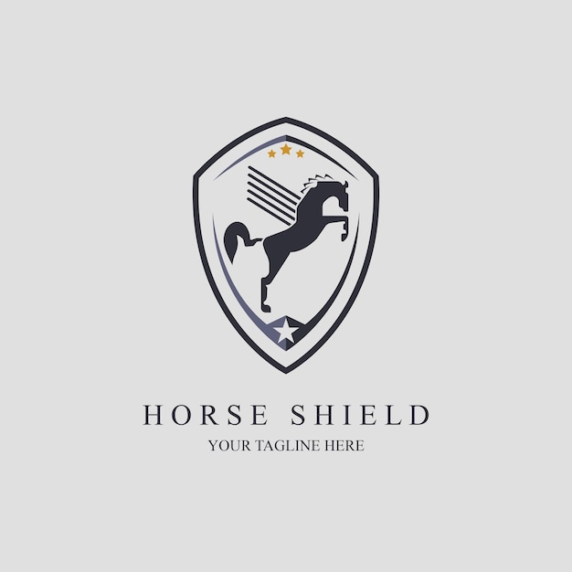 plantilla de diseño de logotipo de escudo de alas de caballo para marca o empresa y otros
