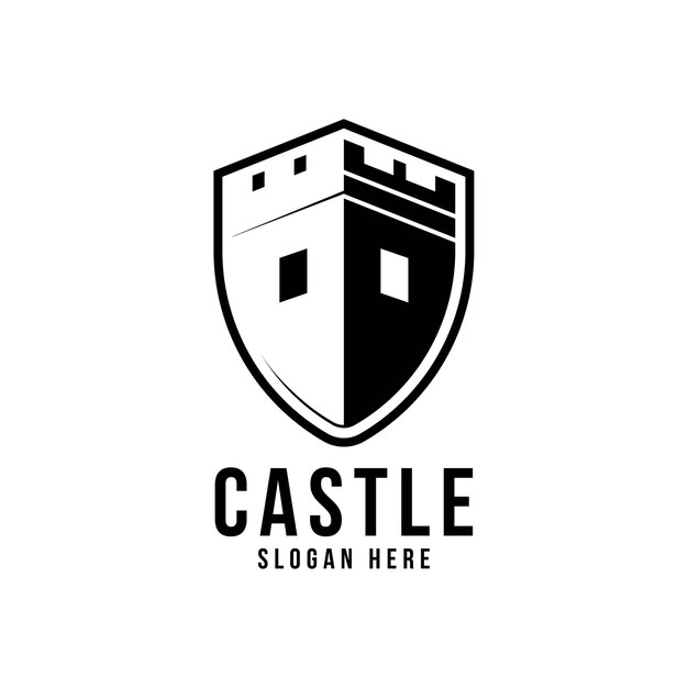 Plantilla de diseño de logotipo de escudo de castillo