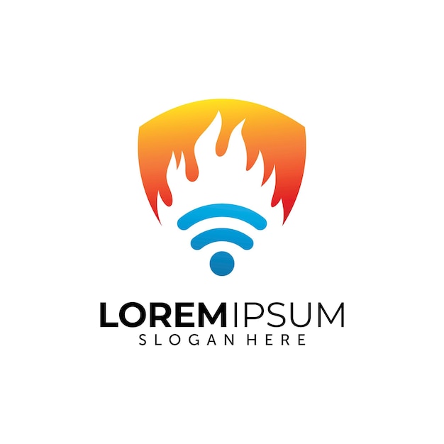 Plantilla de diseño de logotipo de escudo de fuego
