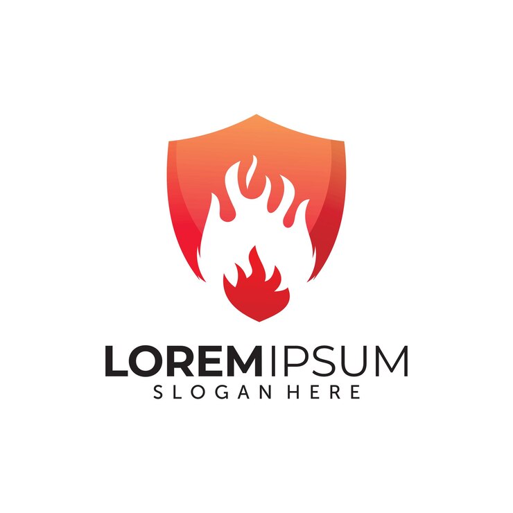 Vector plantilla de diseño de logotipo de escudo de fuego